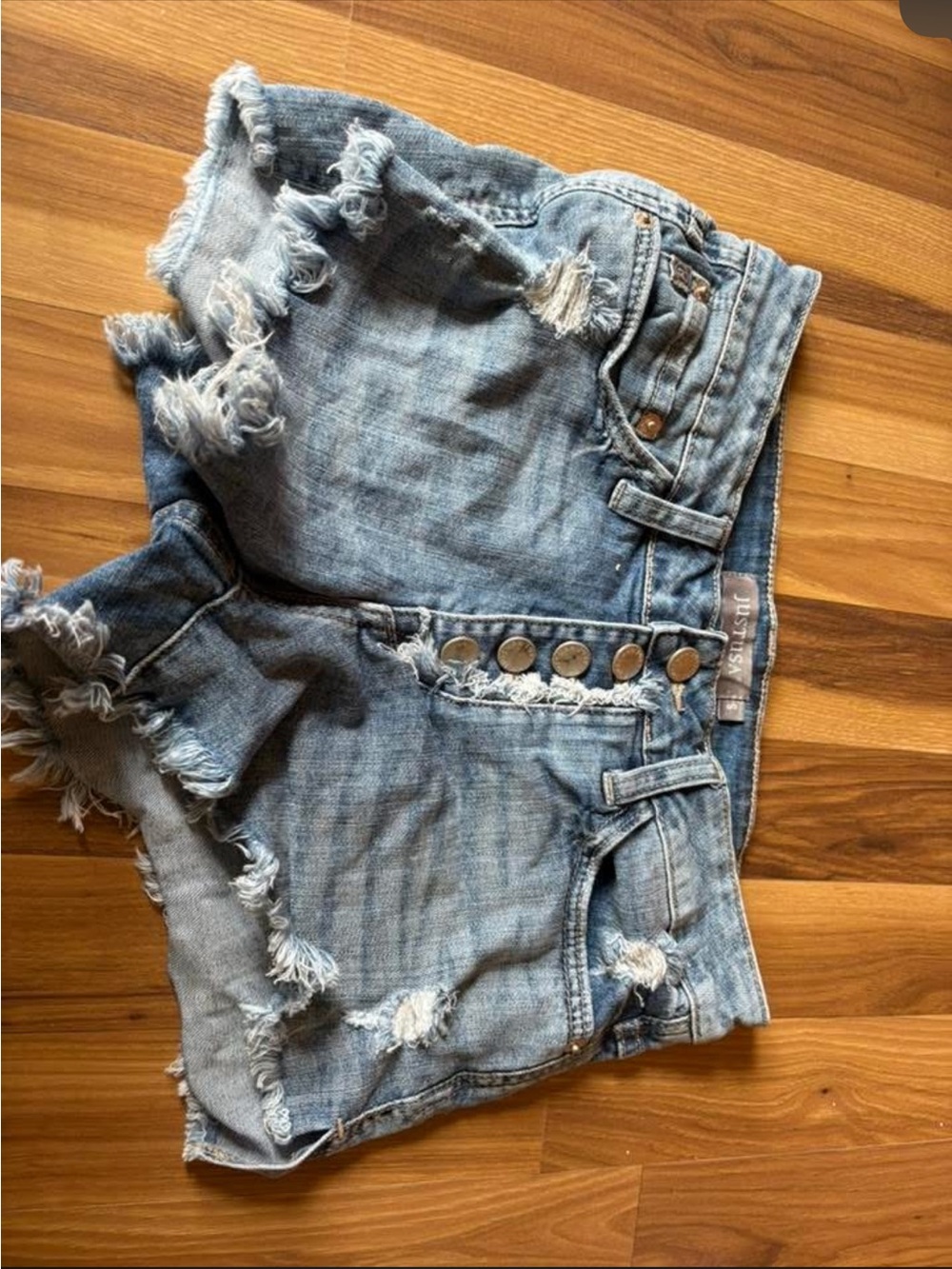 Just USA Light Blue Distressed Denim Shorts
